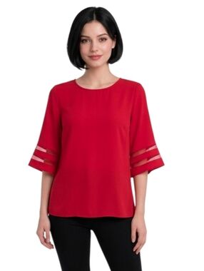 Maurices Red 3/4 Bell Sleeve Textured Chiffon Blouse Size XS